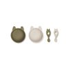 Liewood Evan Set Rabbit Khaki / Sandy Mix Set 2 Zdjelice i 2 Žličice